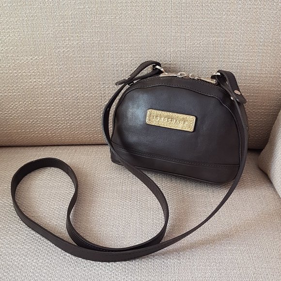 Longchamp Handbags - Longchamp Dark Brown Leather Crossbody Bag XS Size